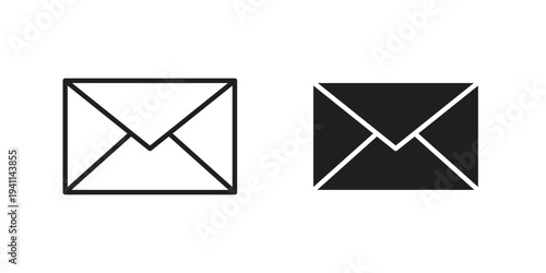 Inbox icon black, line, flat vector, isolated illustration.