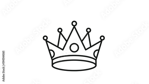 Linear design icon of a detailed crown adorned with jewels, symbolizing royalty, luxury, success, authority, achievement, or prestigious recognition.