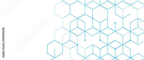 Hexagonal grid pattern with blue lines on a white background