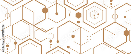 Geometric honeycomb pattern with brown and white hexagonal shapes and dots