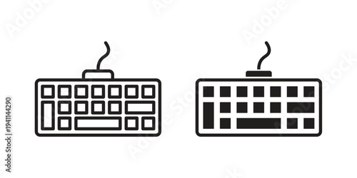 Keyboard icon black, line, flat vector, isolated illustration.