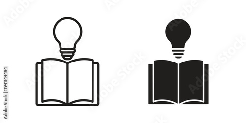 Knowledge icon black, line, flat vector, isolated illustration.