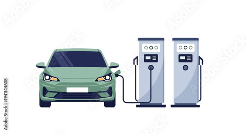 Electric vehicle charging at a modern public station, showcasing sustainable and eco-friendly transportation solutions.