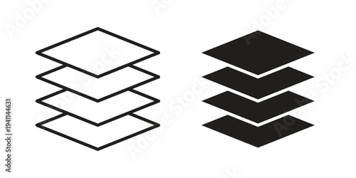 Layers icon black, line, flat vector, isolated illustration.