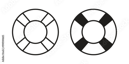 Life buoy icon black, line, flat vector, isolated illustration.