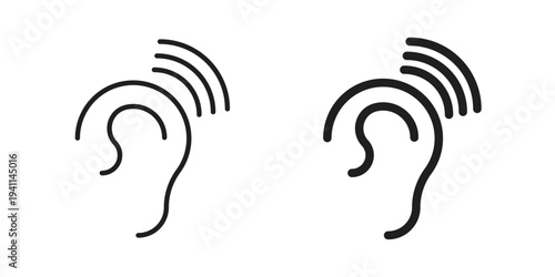 Listening icon black, line, flat vector, isolated illustration.