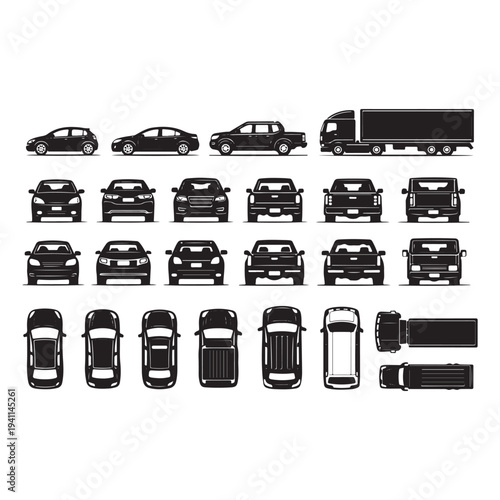 vehicle  icon set vector