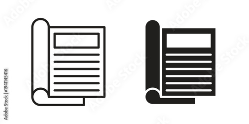 Magazines icon black, line, flat vector, isolated illustration.