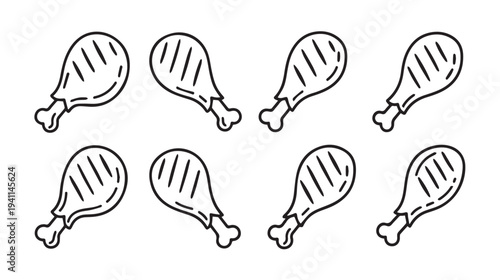 Chicken Legs Pattern Simple Line Art Food Illustration Graphic Design