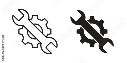 Maintenance icon black, line, flat vector, isolated illustration.