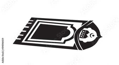 Islamic Prayer Mat Icon – Muslim Prayer Rug Vector Illustration