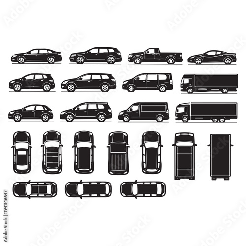 vehicle  icon set vector