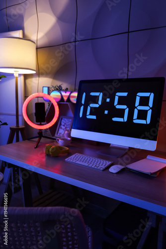 Blogger's workplace with co...