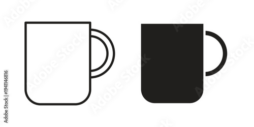 Mug icon black, line, flat vector, isolated illustration.