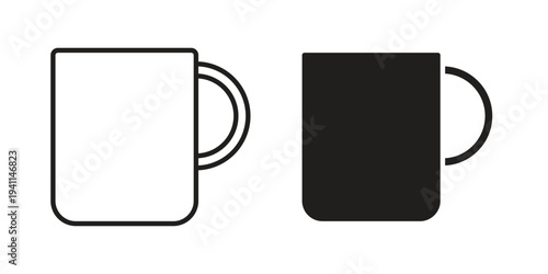 Mug icon black, line, flat vector, isolated illustration.
