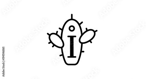 Minimalist black outline icon representing a microscopic biological entity with unique internal