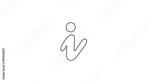 Minimalist outline of an abstract information symbol or human figure icon for digital use