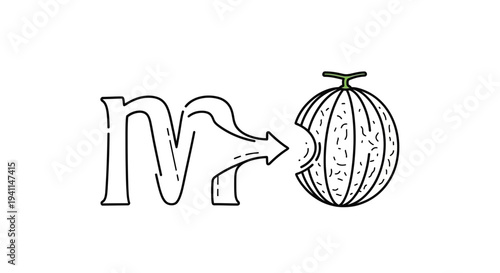 Abstract illustration depicting the letter M cleverly morphing into a delicious, freshly bitten