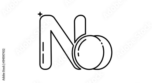 Stylized Outline Illustration of the Word No with Playful Star Element Denoting Refusal or