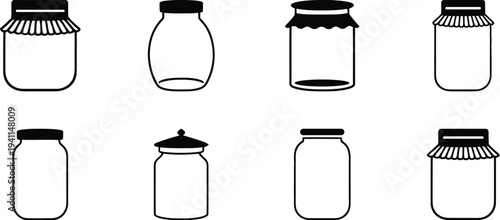 Empty jars container illustrations glass jar shapes with various lids