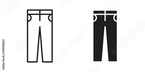 Pants icon black, line, flat vector, isolated illustration.