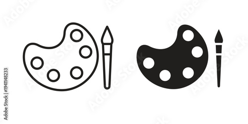 Palette icon black, line, flat vector, isolated illustration.