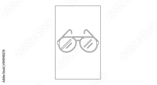 Minimalist line art illustration of classic aviator sunglasses design in a clean white background