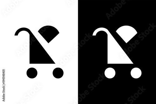 Black and white icon of a stoler baby, flat outline vector design