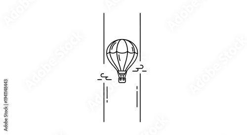 Uplifting minimalist hot air balloon flight journey vector graphic design illustration