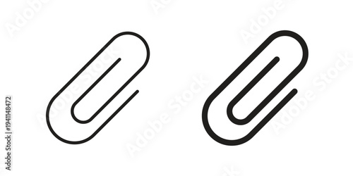 Paperclip icon black, line, flat vector, isolated illustration.