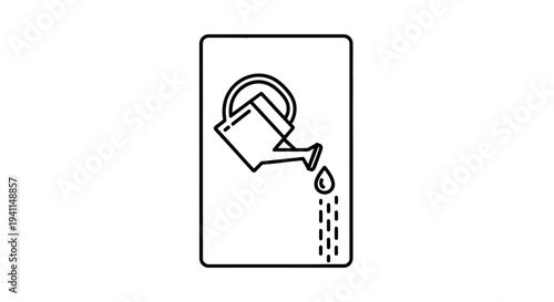 Line icon depicting a watering can pouring water, symbolizing plant care and nurturing for growth.