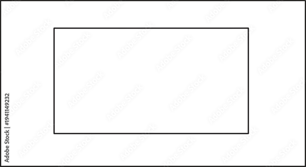 Obraz premium Minimalist geometric composition featuring crisp black lines framing a pristine white void