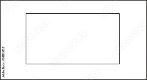 Minimalist geometric composition featuring crisp black lines framing a pristine white void