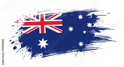 Australian Flag Paint Brush Stroke Design.