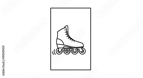 Minimalist line art illustration of a dynamic inline roller skate icon representing active leisure