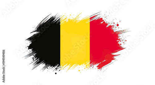 Belgium Flag Paint Brush Stroke Design.