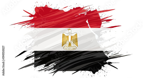 Egyptian Flag Paint Brush Stroke Design.