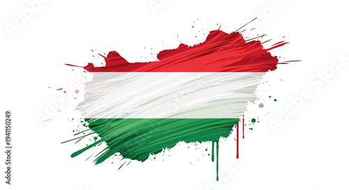 Hungarian flag colors in paint splash.