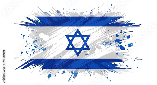 Israeli Flag with Star of David Symbol.
