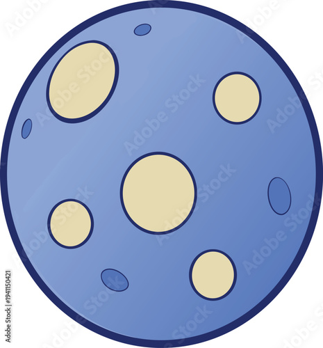 Blue moon with yellow craters and minimal details space vector illustration EPS PNG file
