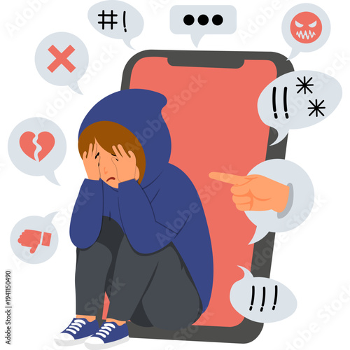 People Intimidation Cyberbullying Illustration