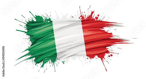 Italian Flag Paint Splash Design Element.