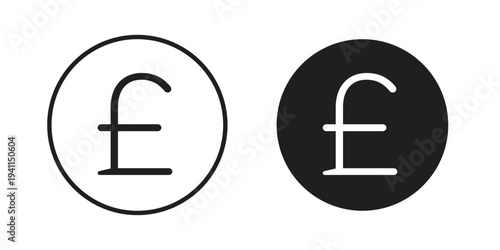 Pound icon black, line, flat vector, isolated illustration.