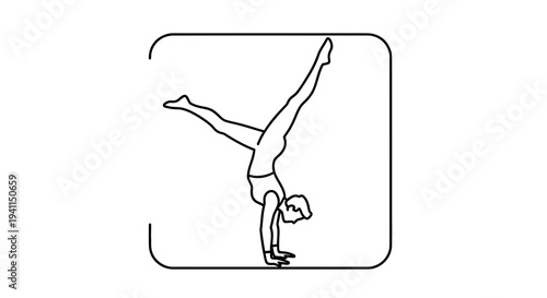 Dynamic handstand pose showcasing strength and elegant balance in a clear line art illustration