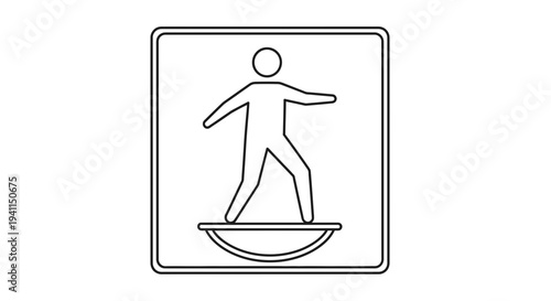 Minimalist line art illustration of a person balancing on an unstable platform for fitness and
