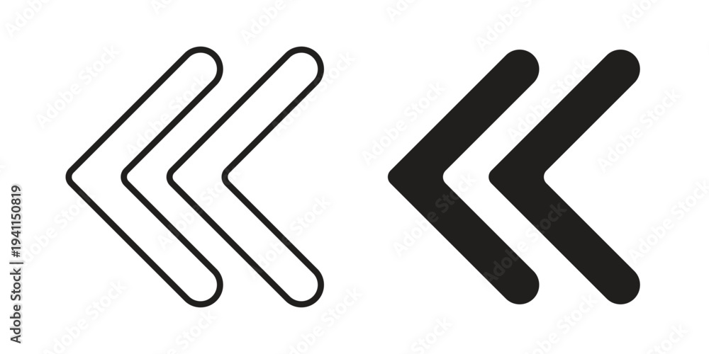 Obraz premium Previous arrow icon black, line, flat vector, isolated illustration.