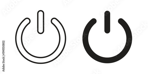 Power button icon black, line, flat vector, isolated illustration.