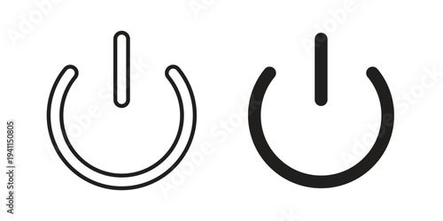 Power button icon black, line, flat vector, isolated illustration.