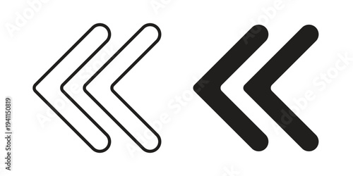 Previous arrow icon black, line, flat vector, isolated illustration.