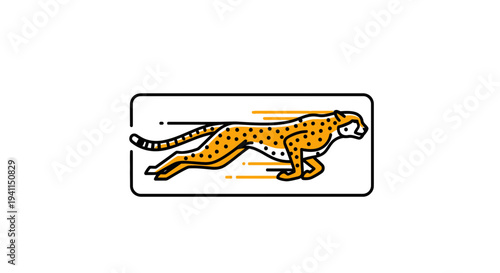 Dynamic cheetah sprint illustration capturing swiftness and rapid movement graphic icon